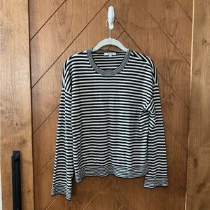Madewell Black and White Striped Crew Neck Sweater